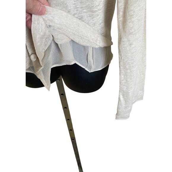 Majestic Paris silk v neck top/ long sleeved cardigan with sheer hem - Picture 3 of 8